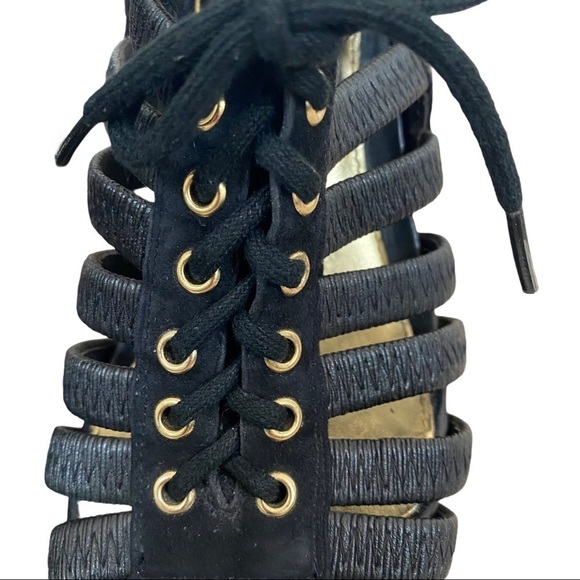 Antonio Melani Black Lace Up Peep-Toe Heel - Picture 2 of 9